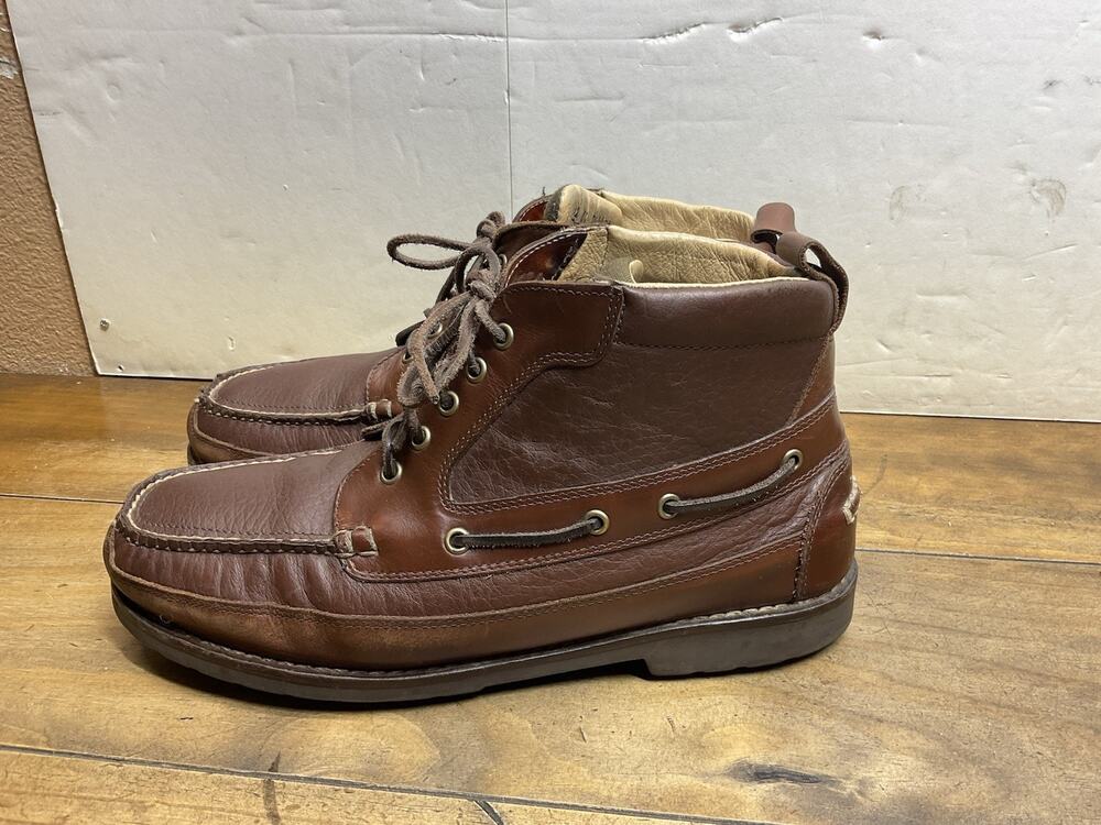 Vtg L.L. Bean Men's Hand Sewn Allagash Bison Leather Chukka Boots 244479 SZ 12